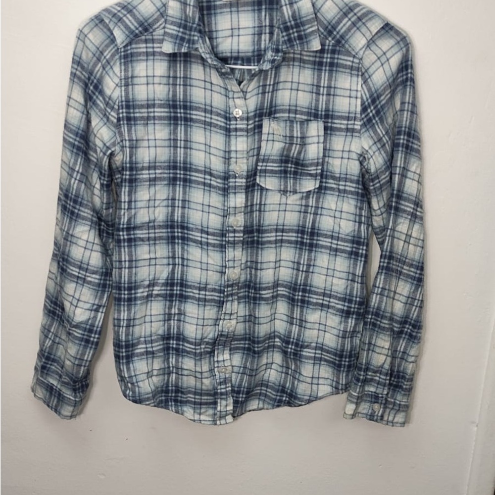 Abercrombie Kids Navy and White Plaid Button Down Shirt